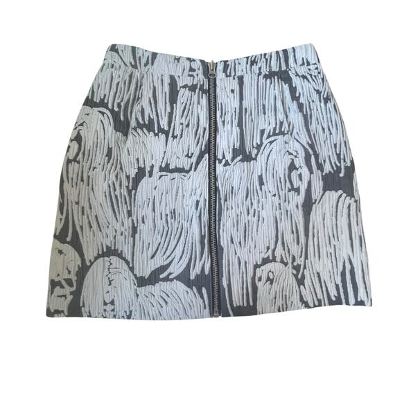 Opening Ceremony Komondor Mini Skirt Jacquard Zip Gray White Size 6 - Picture 9 of 16